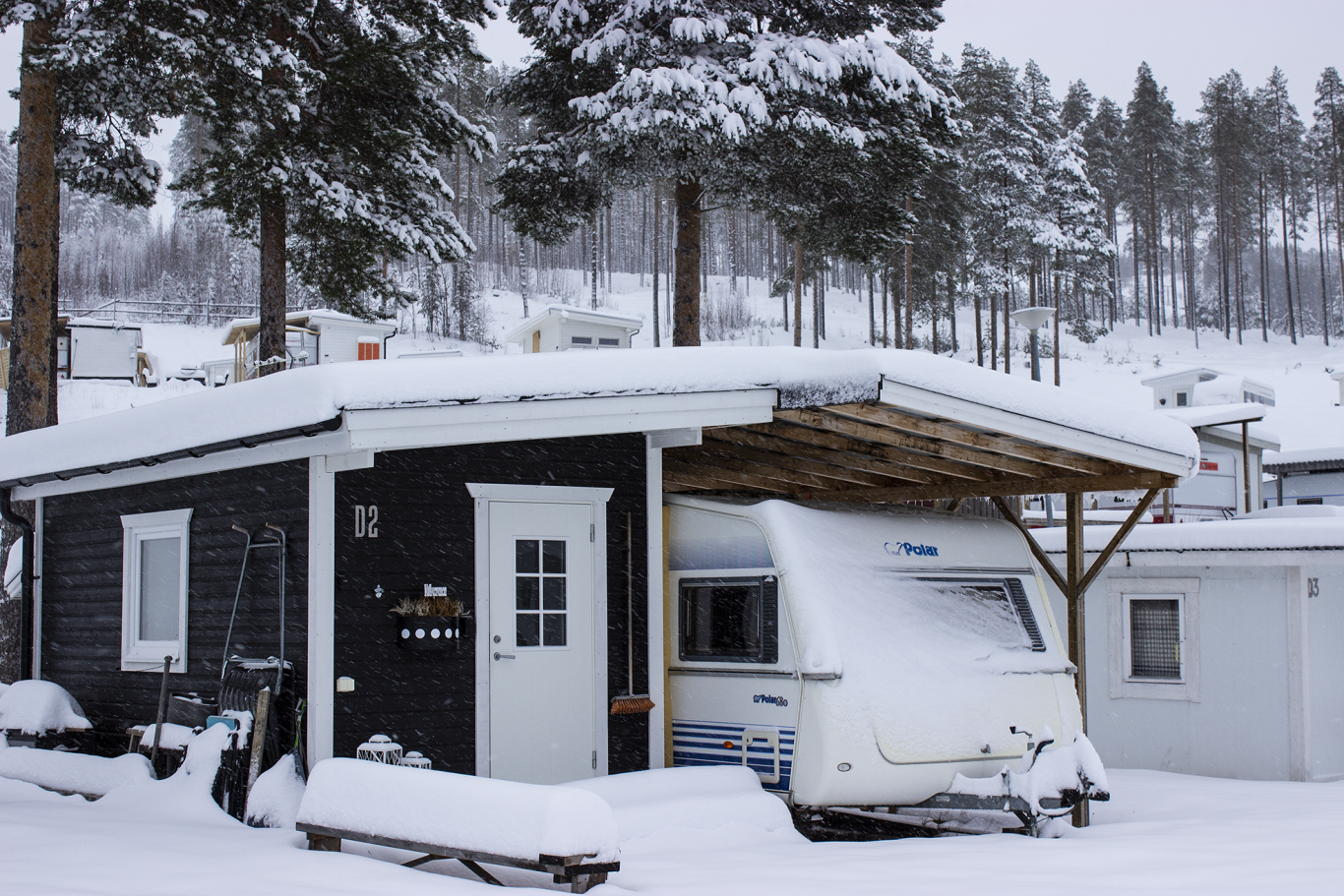 Campingplats vinter Malå