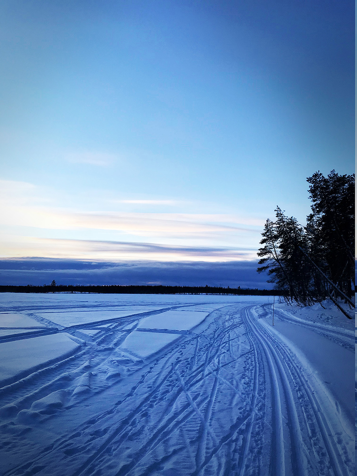 Ski tracks at the small Skäppträsket Malå