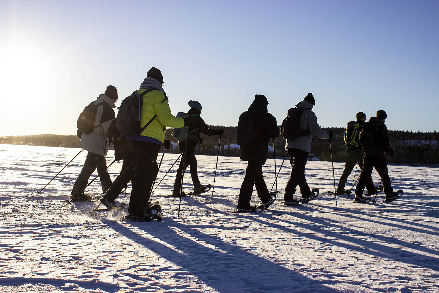 Vandra med snöskor längs Malåträsket